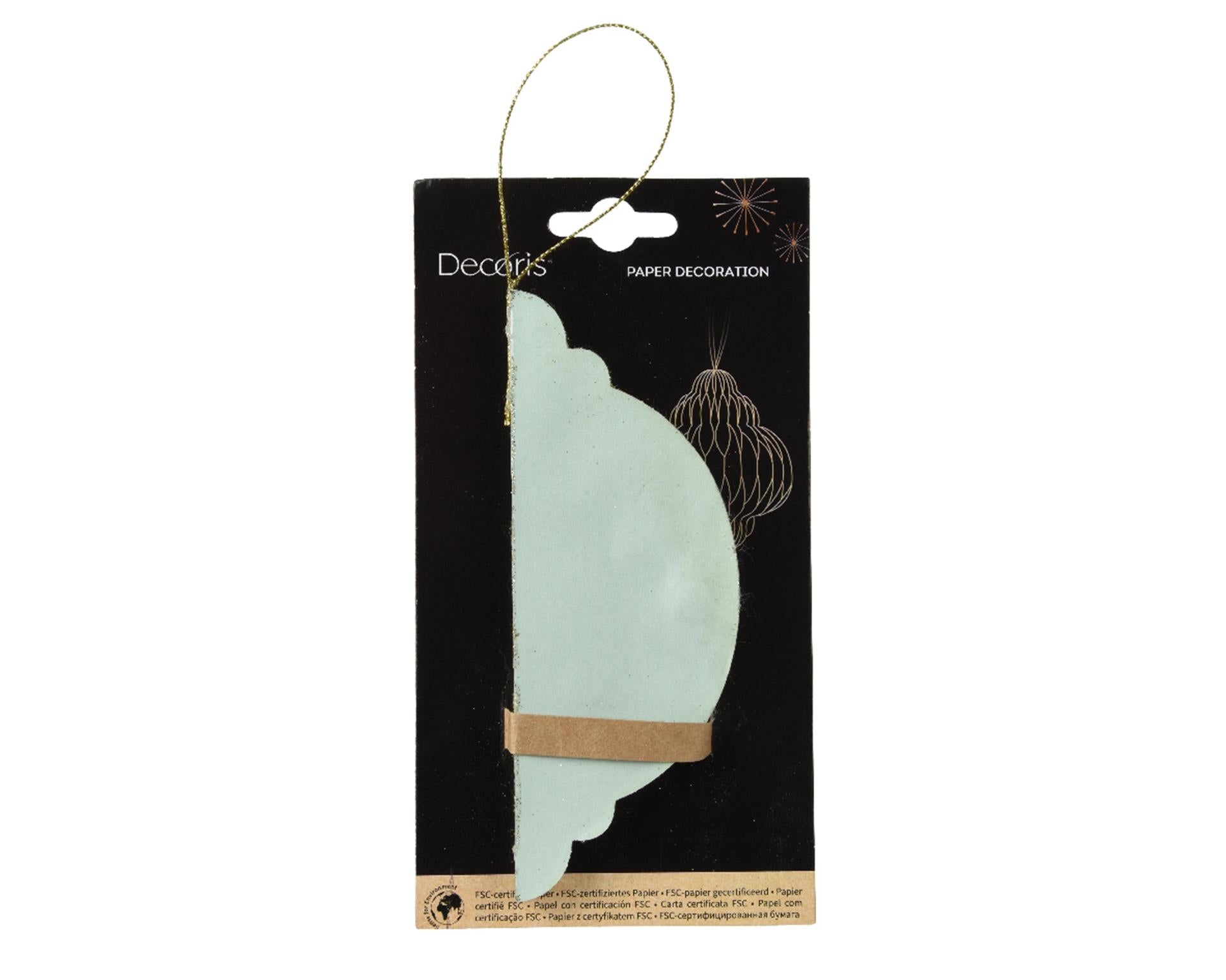 Decoris Colgante navideño papel forma de cebolla verde h15cm