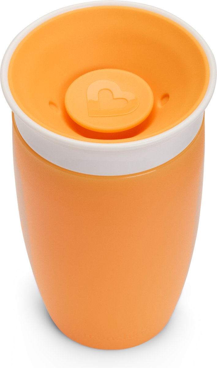 Bicchiere Munchkin Miracle Anti-Perdite a 360° - Bicchiere con beccuccio - Bicchiere da pratica per neonati e bambini - 296ml - Arancione