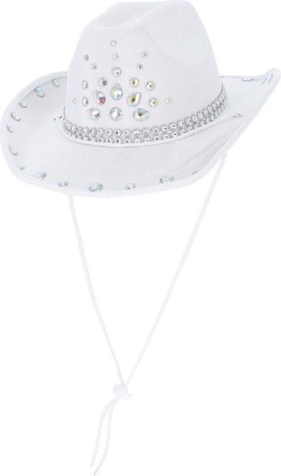 Smiffys costume hat rhinestone cowboy hat white