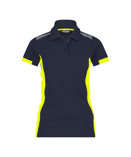 Dassy polo veracruz mujer azul noche amarillo flúor s