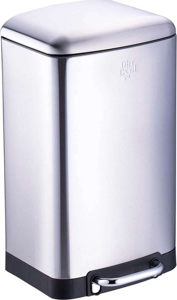 Dirt devil pedaalemmer 20 liter - afvalemmer soft close mechanisme - prullenbak met verwijderbare binnenbak - voor keuken en badkamer - 30 x 29 x 52.5 cm - rvs - zilver