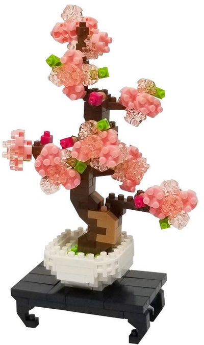 Bandai - nanoblock - bonsai sakura - mini figura di mattoni - set di costruzione bonsai da 270 mattoni - kit di costruzione di figure bonsai di fiori pixel - mini costruttore di piante di mattoni - nbc225