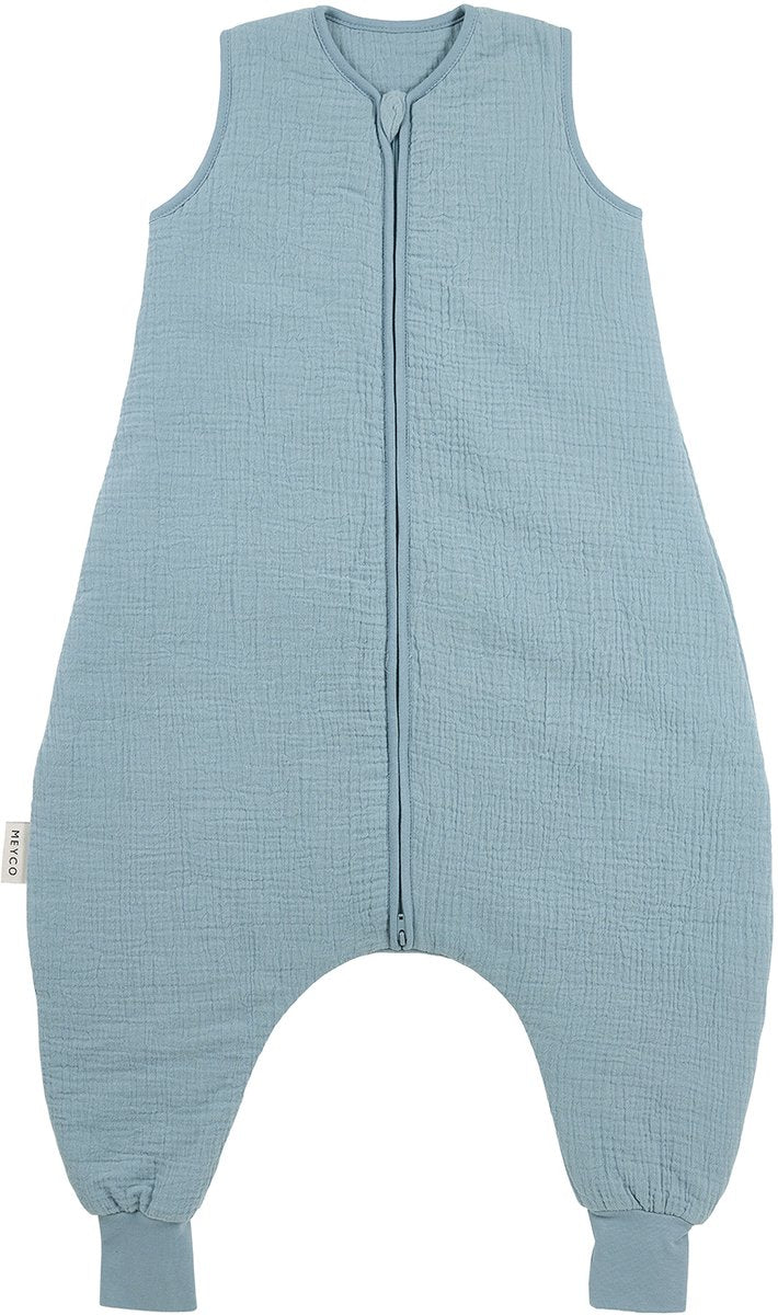 Meyco baby uni baby winter slaapoverall jumper - pre-washed hydrofiel - jeans blue - 80cm - 2.0 tog
