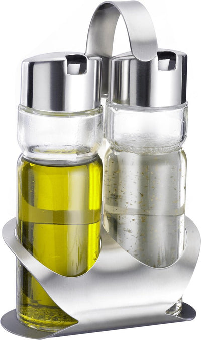 Set olio e aceto Westmark, 3 pezzi, capacità: 160 ml ciascuno, bicchiere in acciaio inossidabile, bianco, argento trasparente, 65042260