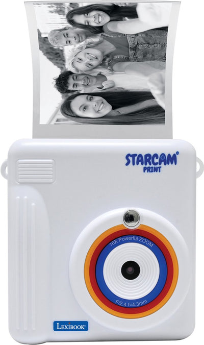 Lexibook starcam® print, pacchetto fotocamera con stampante istantanea, 3 rotoli di carta e tracolla