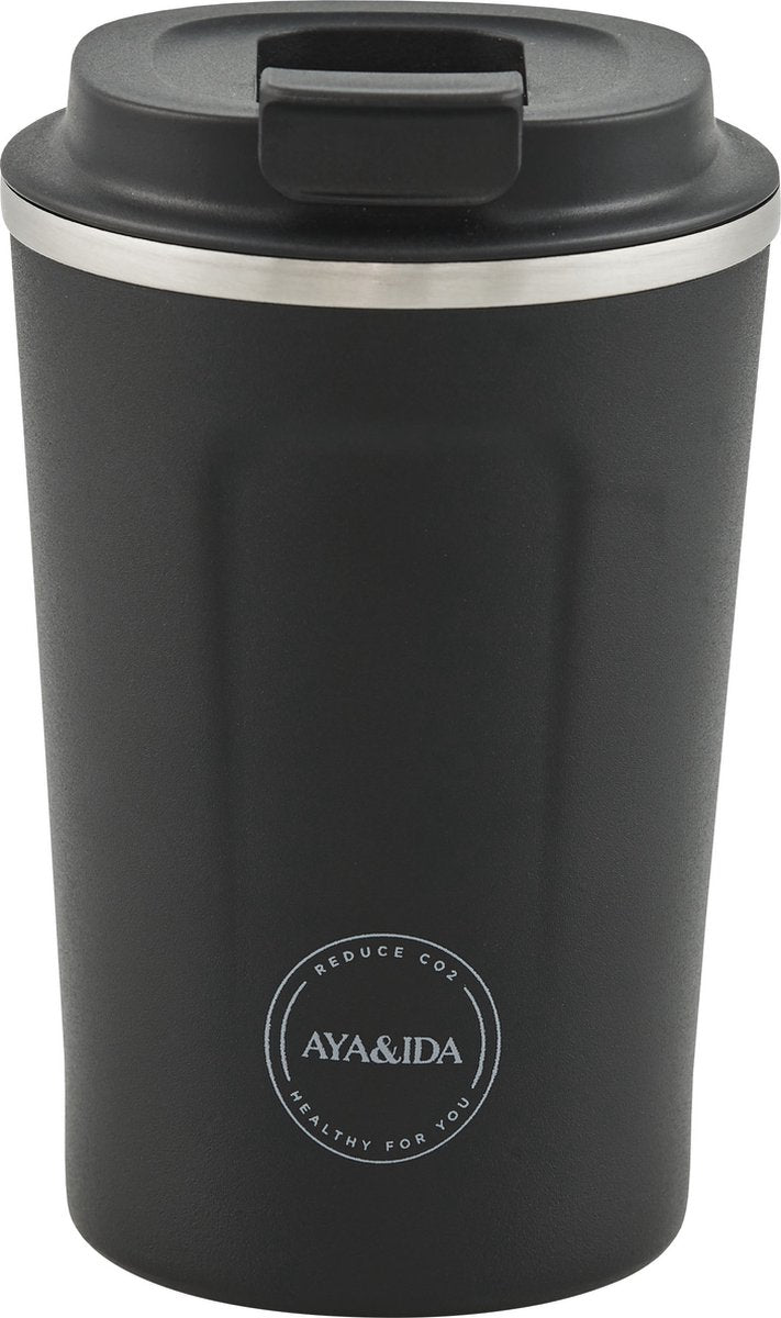 Aya ida aya ida - cup2go - taza termo - taza de café - café para llevar - taza de viaje - llévala contigo - 380ml - negro mate