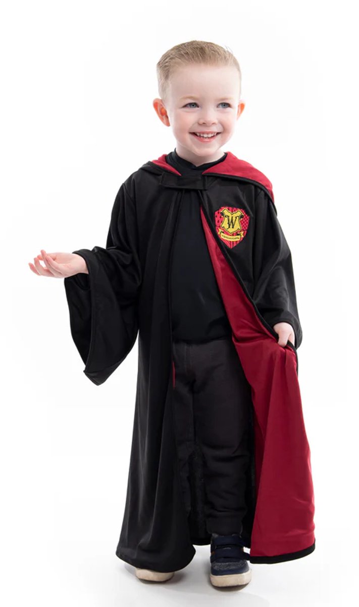 Little adventures - rode tovenaarsmantel met kapuchon - maat s m (1-5 jaar)