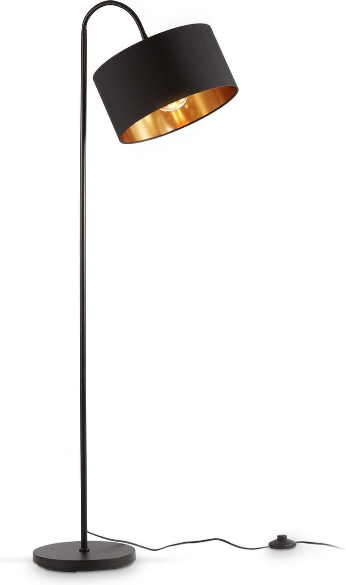 B.k.licht - lampada da terra - nero dorato - h: 145 cm - escl. Sorgente luminosa E27