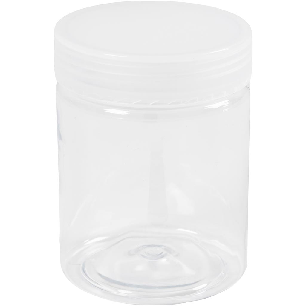 Creativ company tarros de plástico, h: 9 cm, d 6,5 cm, 250 ml, 10 unidades 1 caja