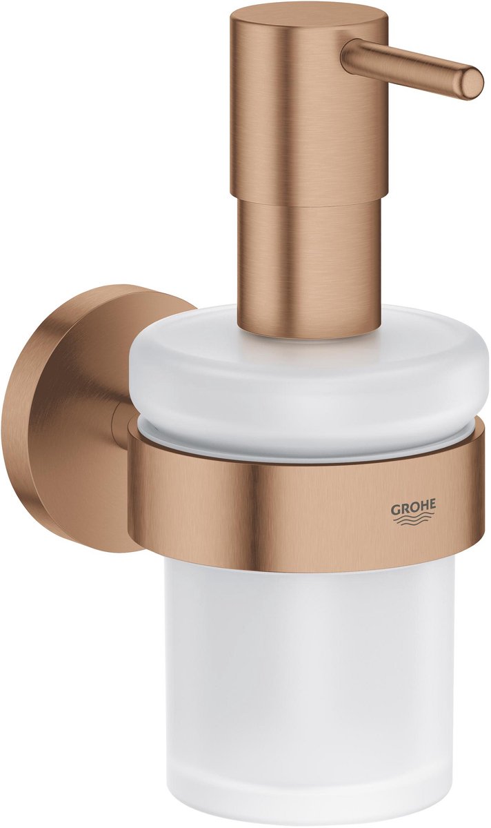 Dispenser sapone Grohe Start con supporto – montaggio a parete – vetro metallo – 160 ml – tramonto caldo spazzolato