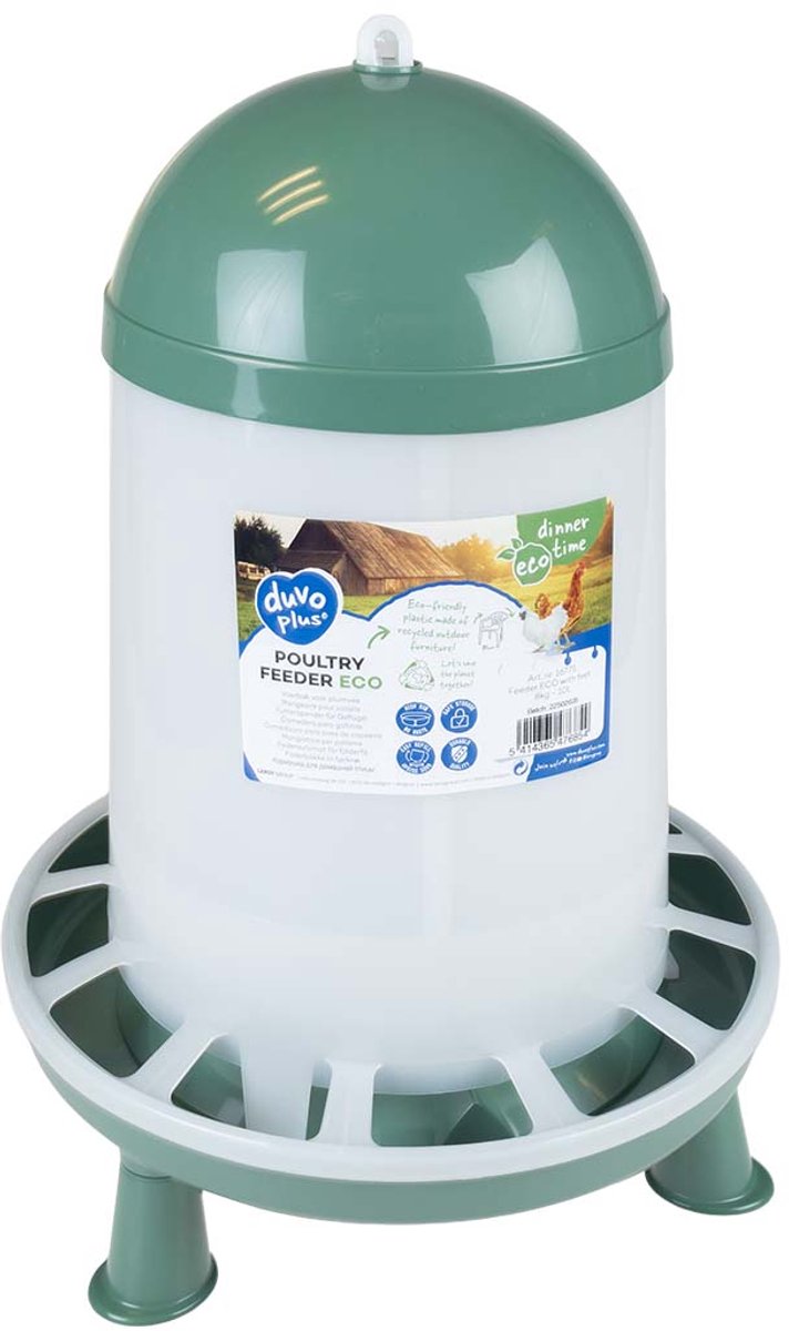 Duvo plus mangiatoia con zampe eco per pollame 8kg-10l verde trasparente
