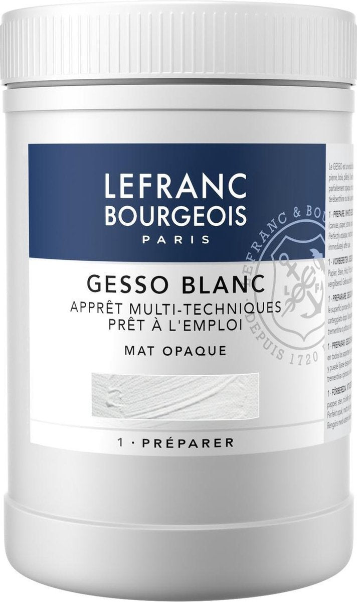 Lefranc borghese parigi lefranc borghese 300656 gesso bianco opaco – 1000 ml | primer universale per pittura ad olio acrilica | tela, legno, pietra di carta
