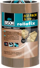 Bison 3 rotoli di nastro da imballaggio rollafix marrone value pack 50 metri x 5 cm, strappabile a mano, nastro da imballaggio resistente