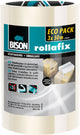Bison 3 rotoli di nastro da imballaggio rollafix trasparente confezione risparmio 50 metri x 5 cm, strappabile a mano, nastro da imballaggio resistente