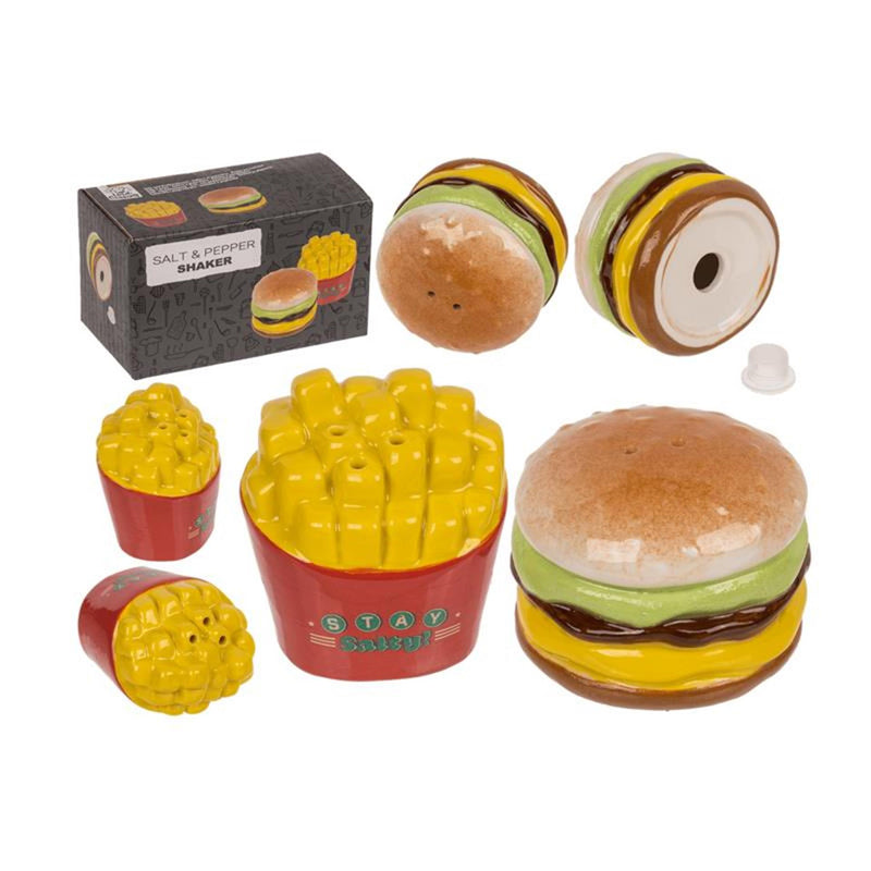 Patatine fritte per hamburger con saliera al pepe blu 5,5x4,5 cm