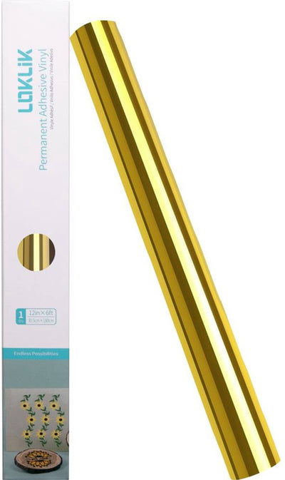Loklik • vinilo autoadhesivo permanente espejo brillo dorado metalizado 30,5x180cm