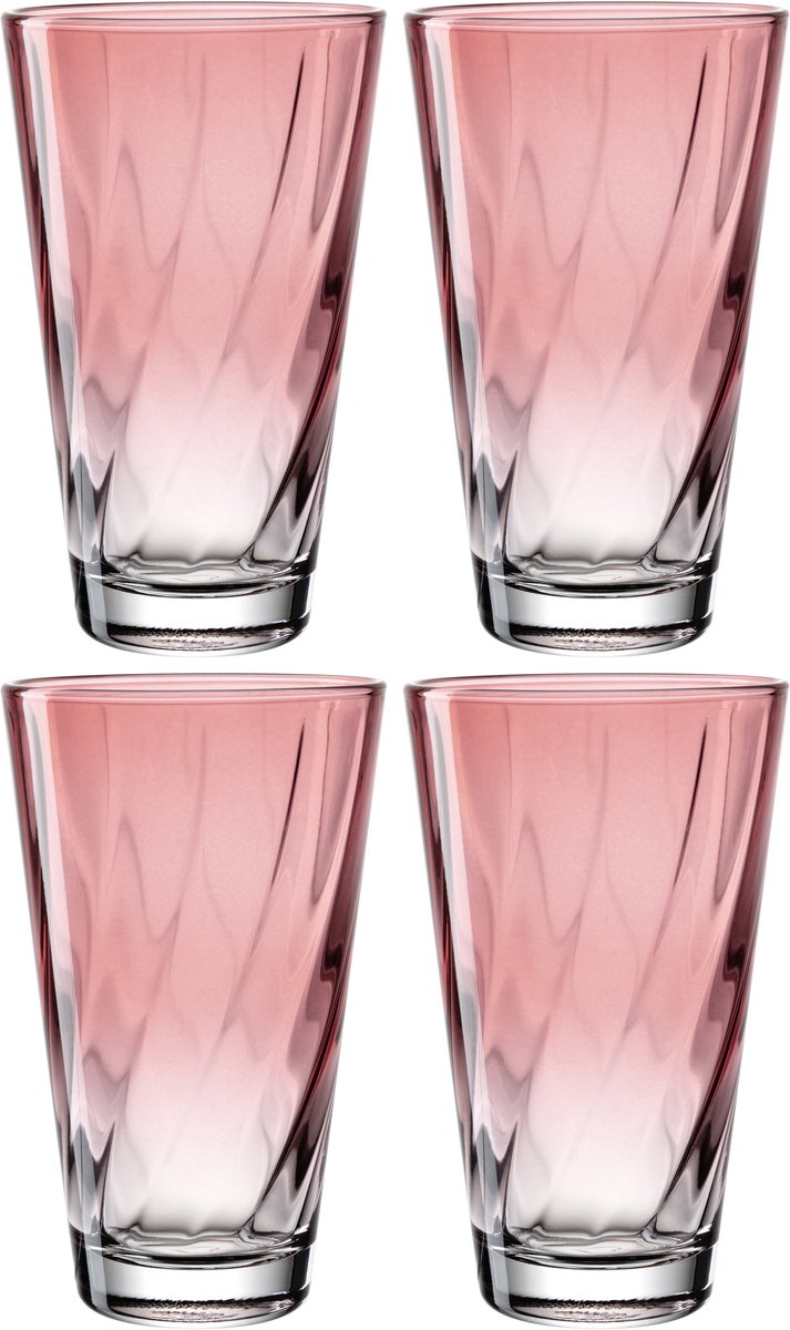 Vaso Leonardo Twist 300ml rosa - set 4