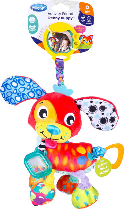 Playgro Activity Friends Penny Cucciolo - Giocattolo per bambini - Giocattolo da appendere - Giocattolo per carrozzina - Sonaglio - Accessorio per carrozzina - Accessorio per passeggino - Giocattolo educativo - Animale di peluche