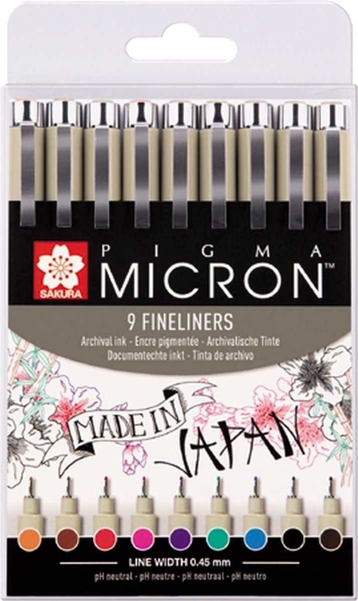 Tasca Sakura Pigma Micron 05 con 9 colori