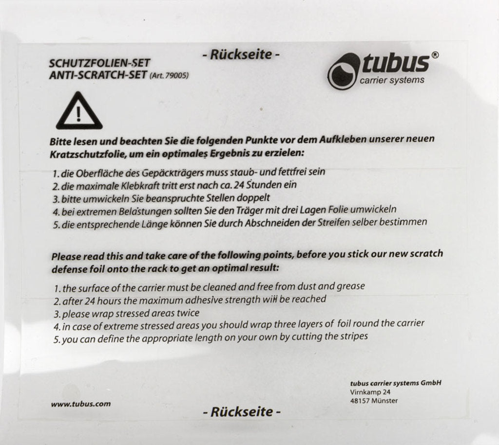 Adesivo protezione Tubus e trascinamento