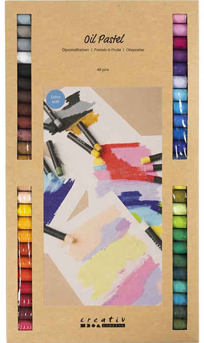 Creativ company oil pastels, l: 7 cm, thickness 11 mm, various colors, 48 pieces 1 box