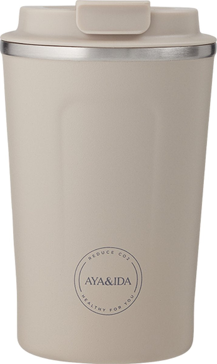 Aya ida aya ida - cup2go - taza termo - taza de café - café para llevar - taza de viaje - llévala contigo - 380ml - beige crema