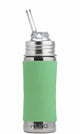 Pura rietjesfles kiddo free-flow 325 ml - drinkfles - bidon - plasticvrij - vaatwasserbestendig - op 2 manieren te gebruiken - inclusief siliconen rietje, reisdop, sleeve en reinigingsborsteltje - top is verwisselbaar - veelzijdig - moss