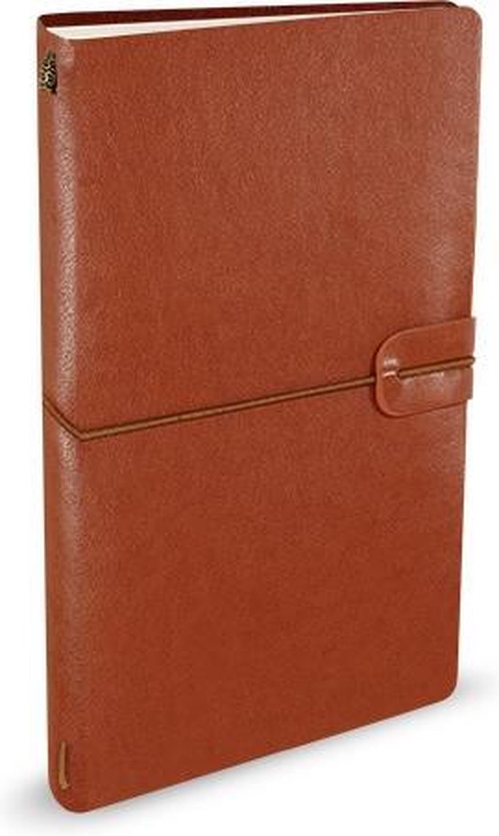 Cuaderno Peter Pauper - Voyager - Funda de piel - Nuez moscada - Con cierre de cordón - 12x20 cm