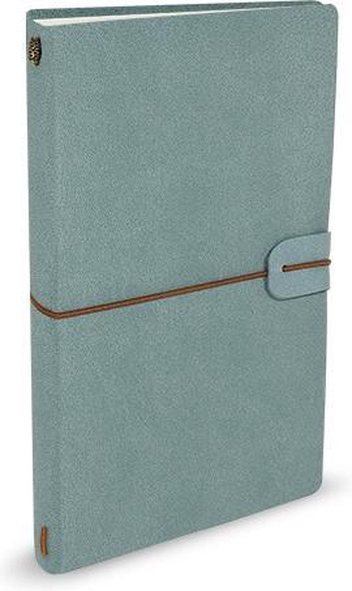 Cuaderno Peter Pauper - Voyager - Funda de piel - Azul claro - Con cierre de cordón - 12x20 cm