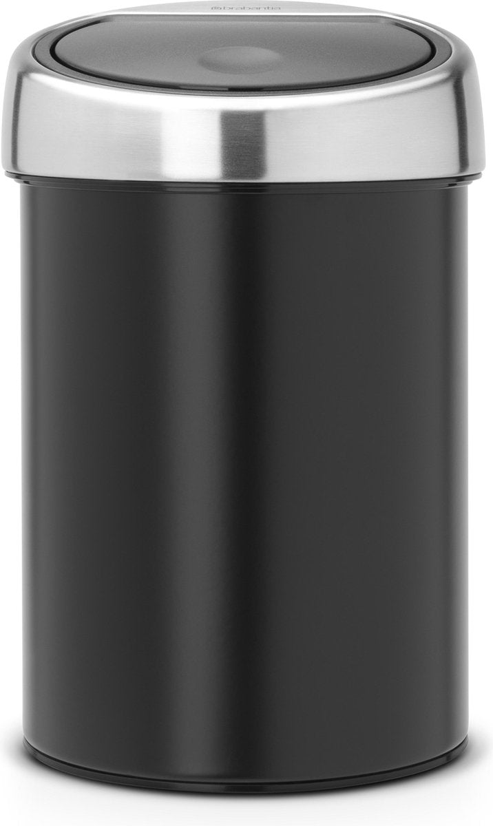 Papelera Brabantia touch bin - 3 litros - baño - tapa de acero negro mate