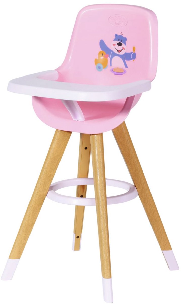 Silla de comedor escandinava nacida de bebé de bebé de madera rosa