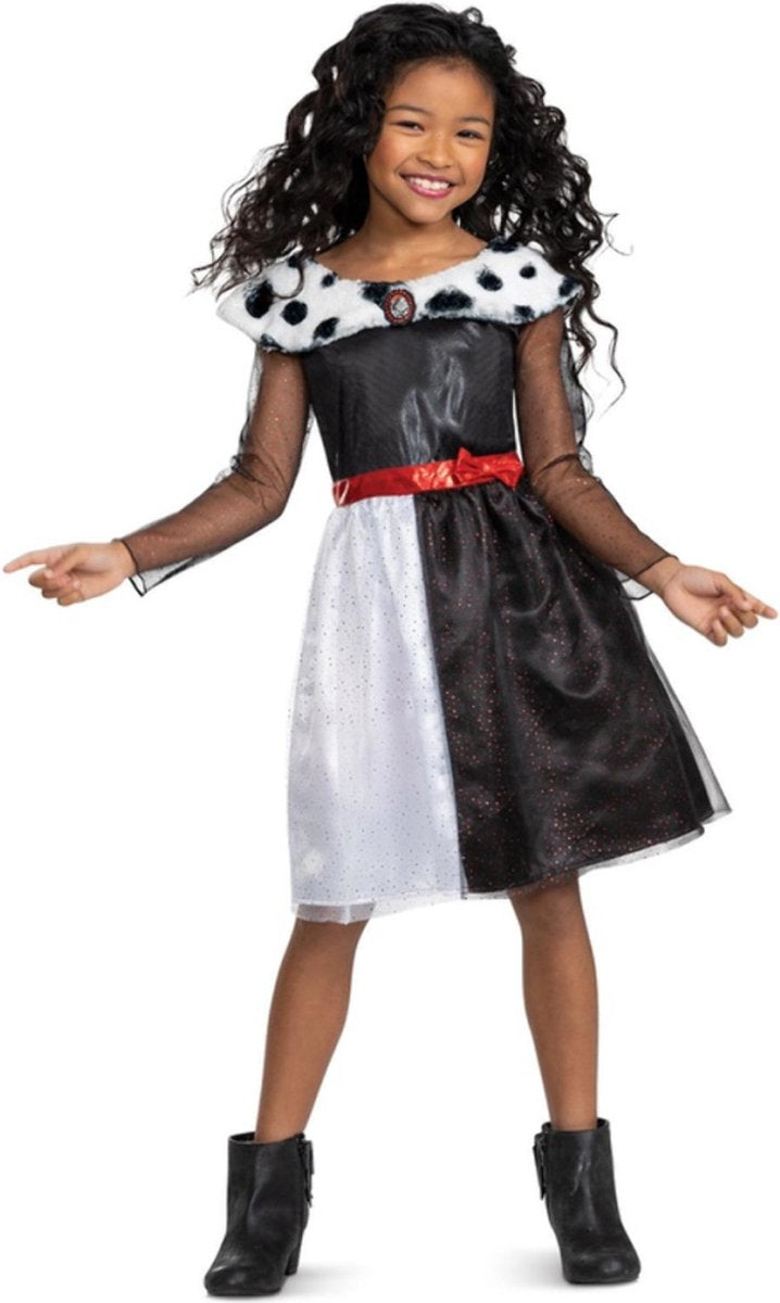 Costume classico travestimento da cattivi Disney Crudella per bambini - bambini fino a 4 anni - bianco e nero