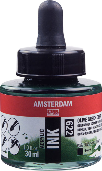 Amsterdam acrylic ink bottle 30 ml olive green dark 622