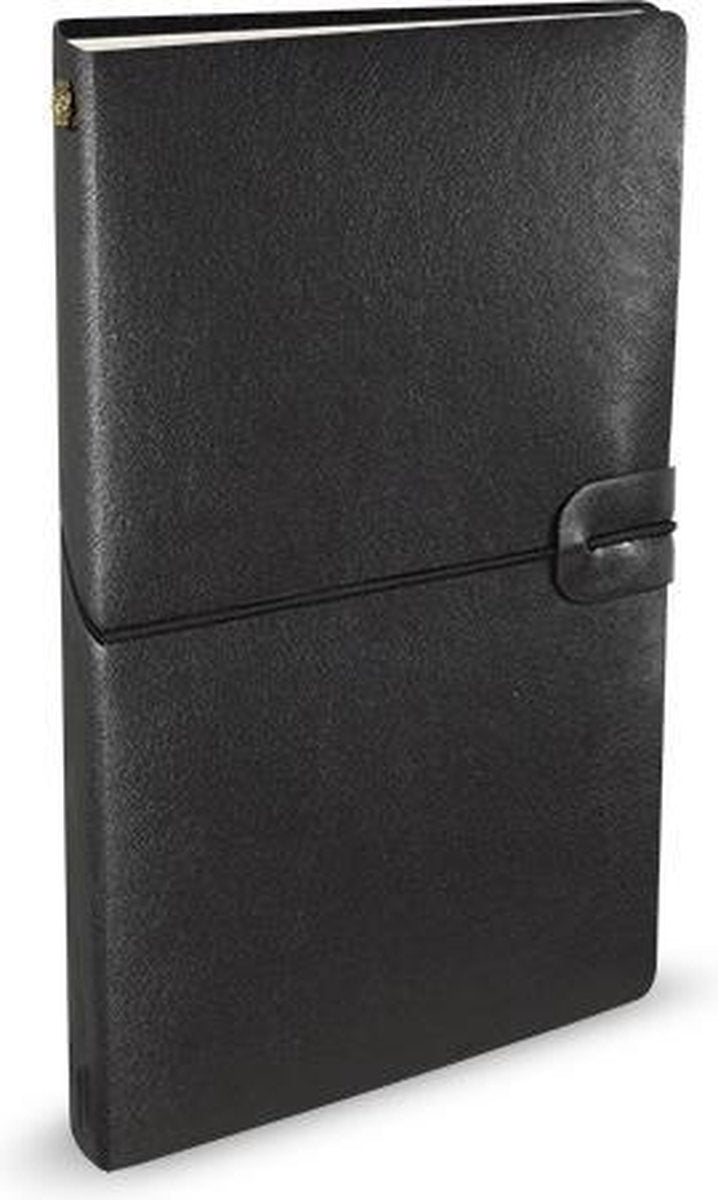 Cuaderno Peter Pauper - Voyager - Funda de piel - Negro - Con cierre de cordón - 12x20 cm