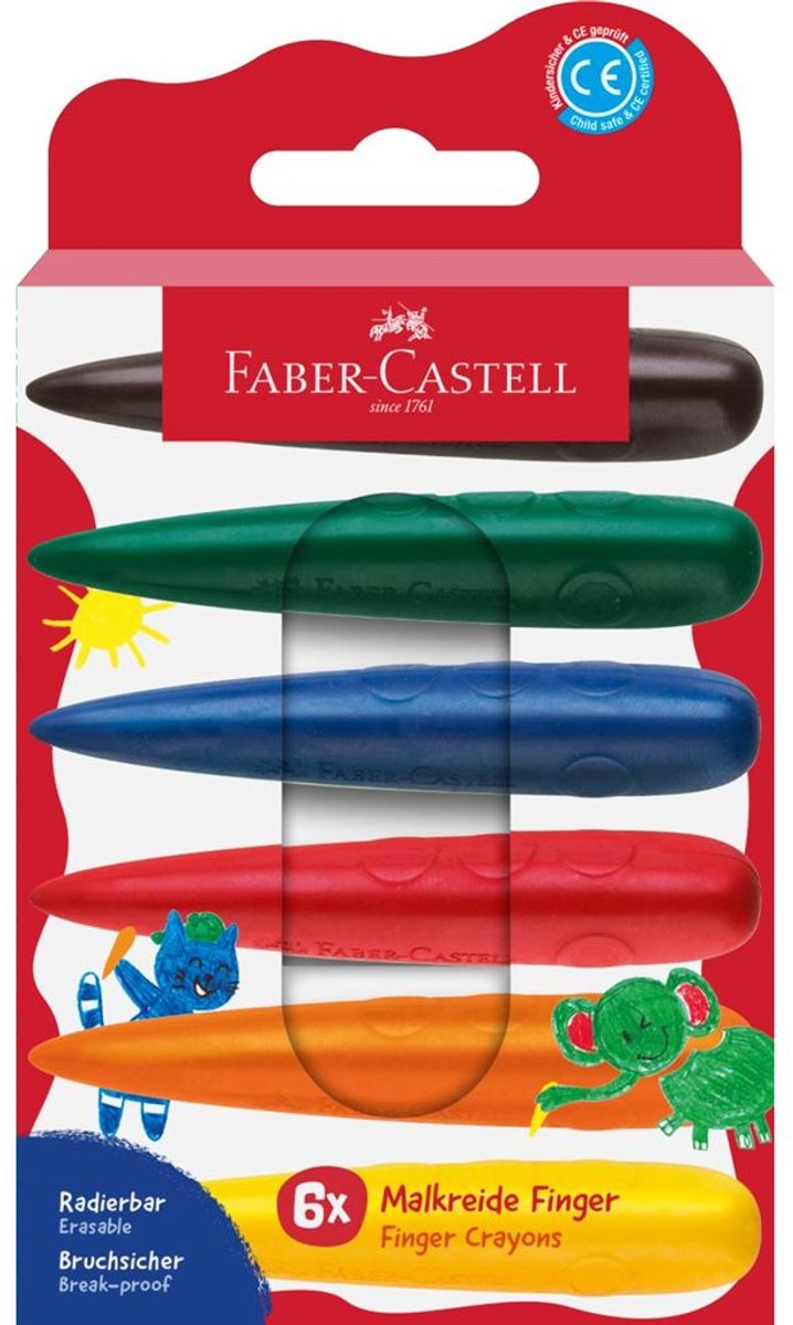 Faber-castell waskrijt - fingers - 6 stuks op karton blister - fc-120409