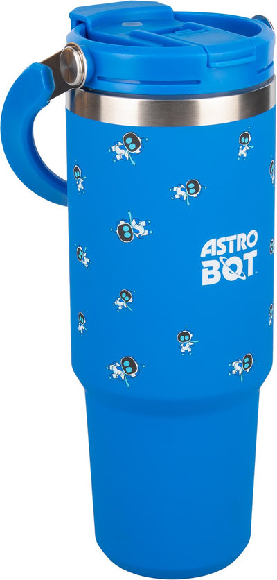 Paladone astro bot bicchiere termico da 900 ml con manico e cannuccia, base stretta per portabicchieri da auto, bicchieri con licenza ufficiale -