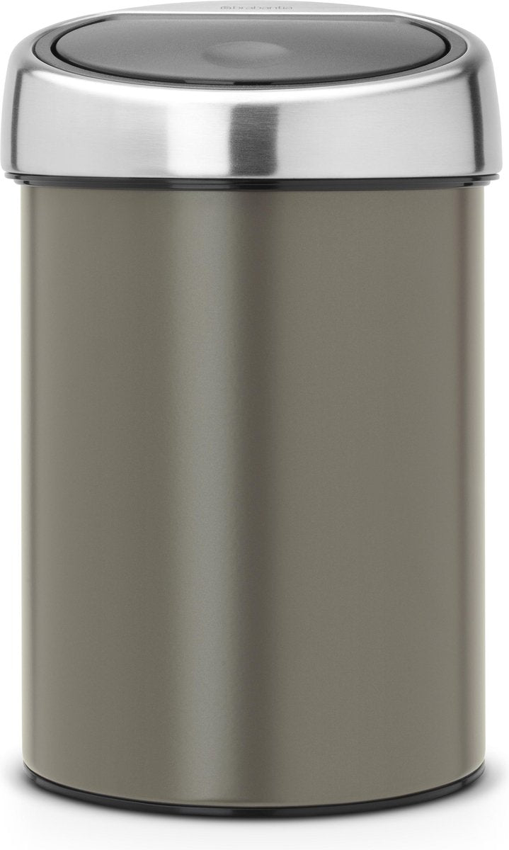 Brabantia touch bin prullenbak - 3 liter - badkamer - platinum matt steel deksel