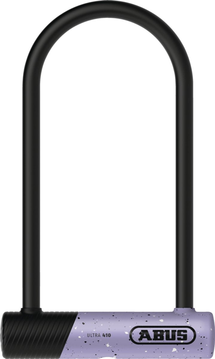 Abus U-lock 410k ultra per biciclette e scooter elettrici - lucchetto per bicicletta pratico e robusto con pratico supporto per il trasporto - accessori per biciclette - variante 170hb230, viola
