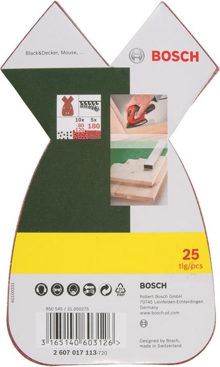 Accessori Bosch Set di fogli abrasivi da 25 pezzi per levigatrici multifunzione - 2607017113