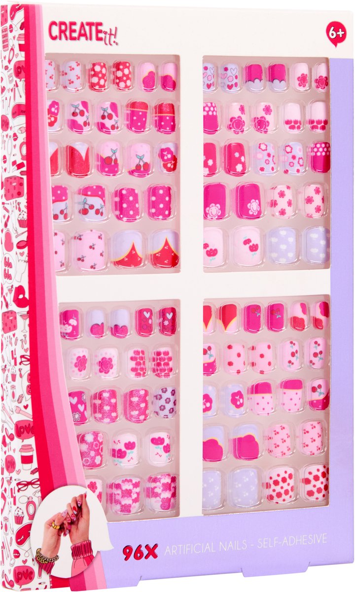 Crealo! Set maxi unghie artificiali autoadesive, 96 pz