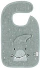 Bavaglino Trixie - mr. squalo - morbida spugna - 100% cotone biologico - con bottoni a pressione - grigio