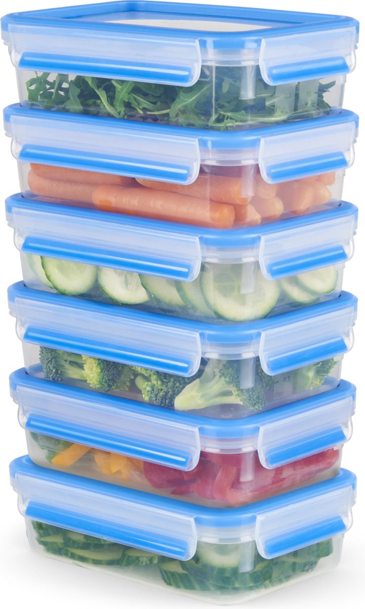 Tefal masterseal fresh n1031951 mealprep food storage box set - 6x 0.8l - 100% leak-proof - suitable for mealprep - stackable