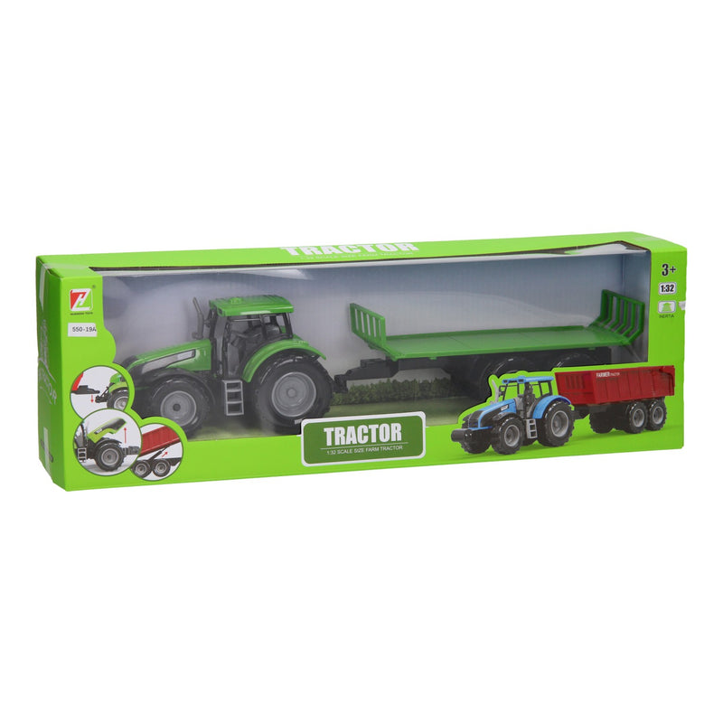 tractor con carrito plano 1:32