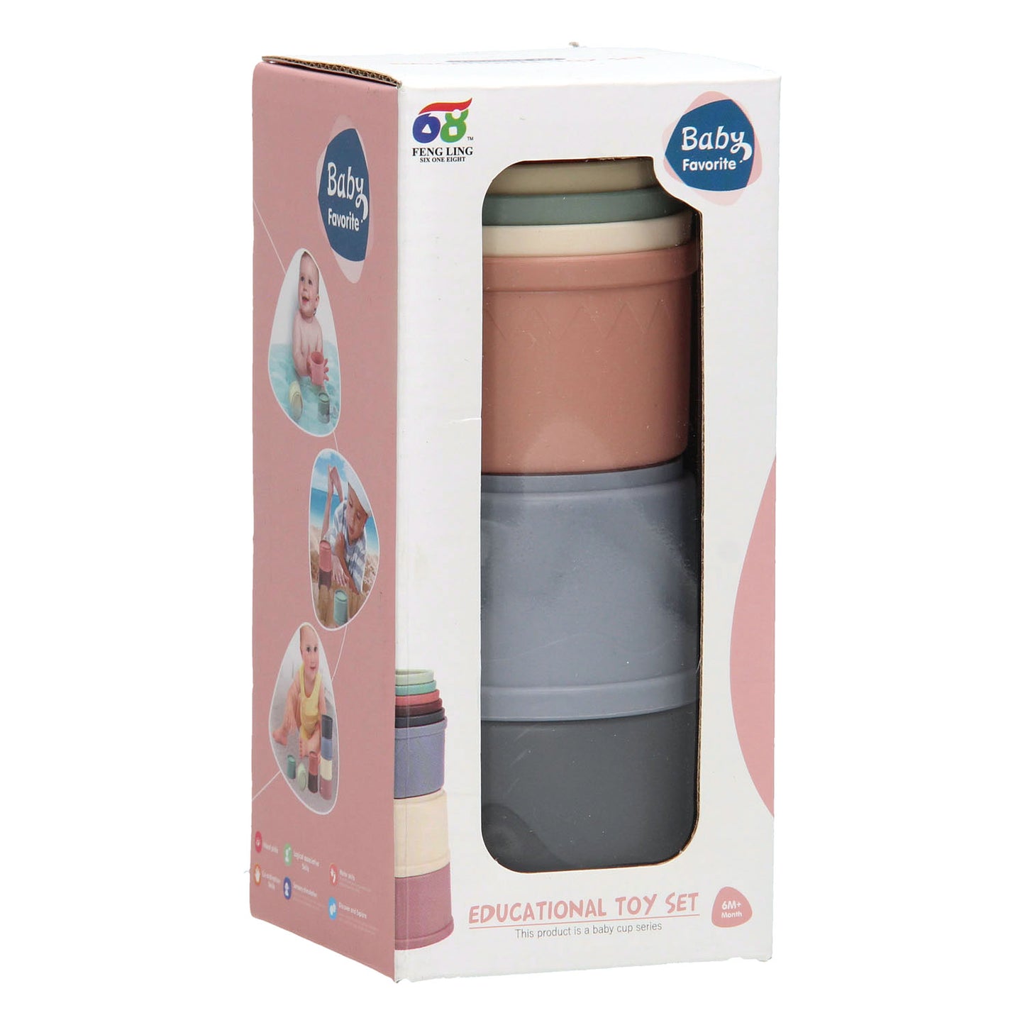 Vasos apilables Lobbes pastel, 8 uds.