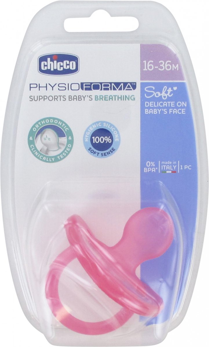 Chicco fopspeen physio soft siliconen roze 16 maanden