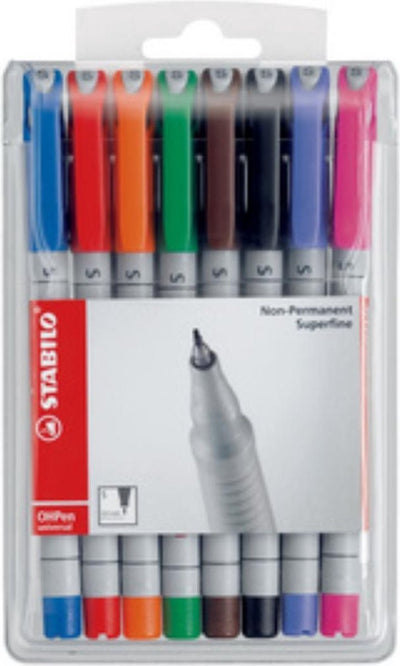 Stabilo ohpen - rotulador borrable - punta universal s 0,4 mm - estuche con 8 colores