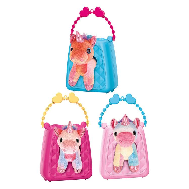 Unicornio en bolsa de transporte.