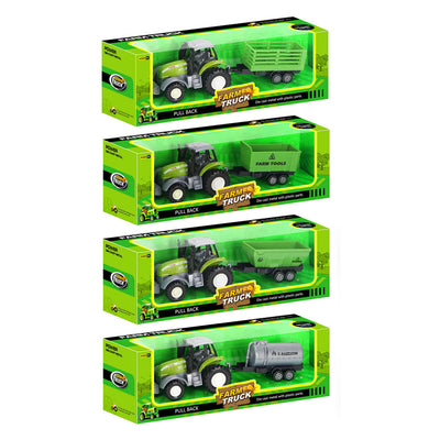 Lobbes speelgoed bv die-cast groene trekker met aanhanger en pull-backfunctie