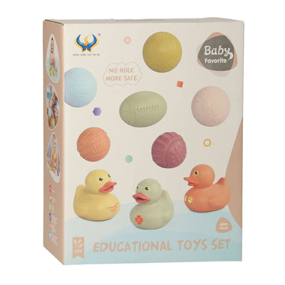 Set giocattolo da bagno con palline da bagno sensoriali, paperelle di gomma, pastello