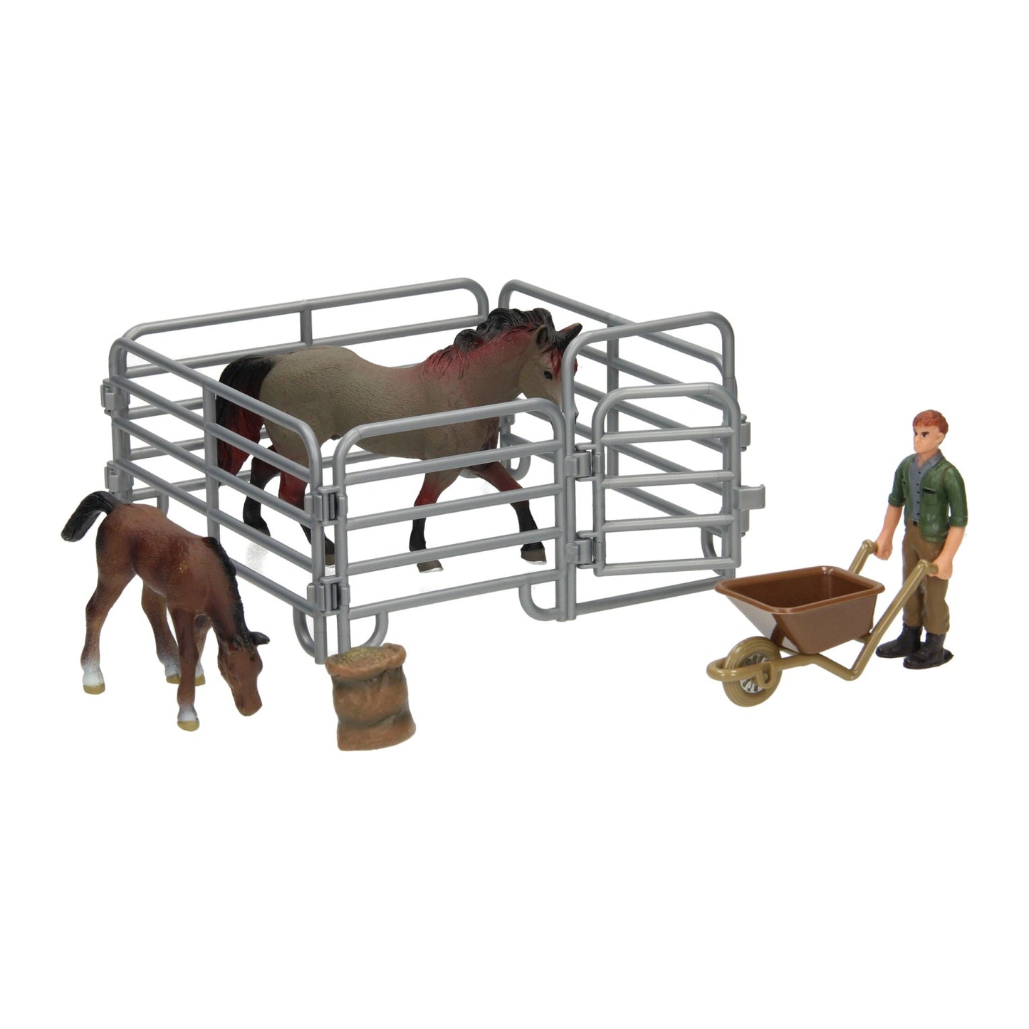 Juego de caballos con cuidador - marrón grisáceo